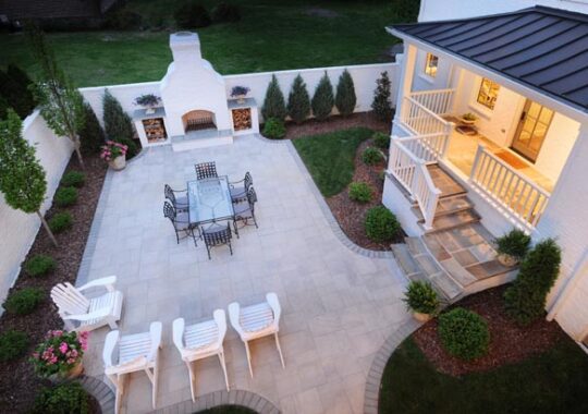 Aerial view of the courtyard of this luxury Mossy Ridge sustainable home